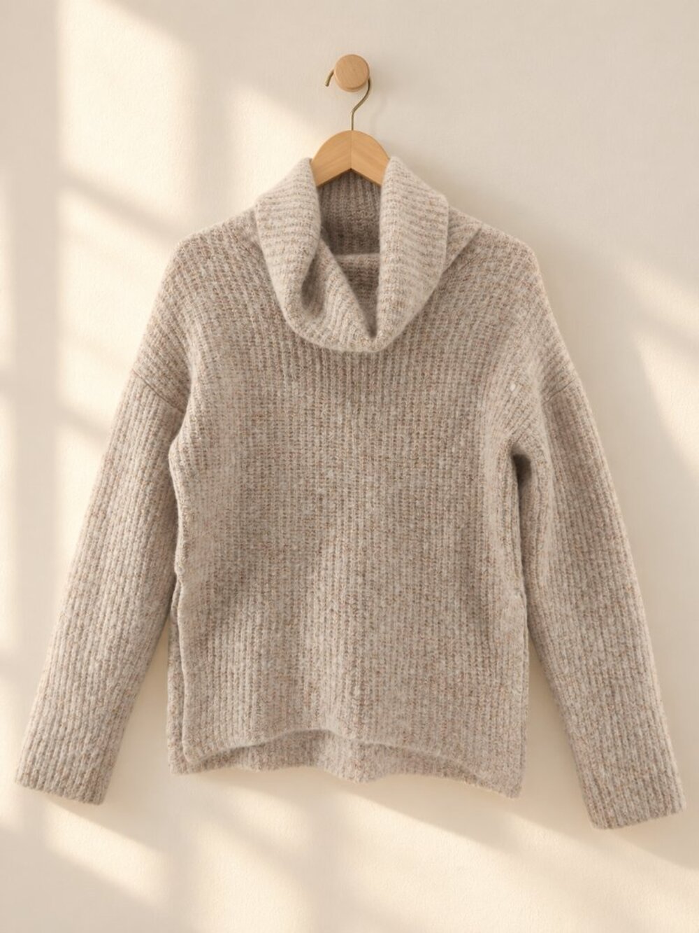 🇨🇦 Babaton, Cowl Neck Sweater, Cream/Oatmeal, Size Small